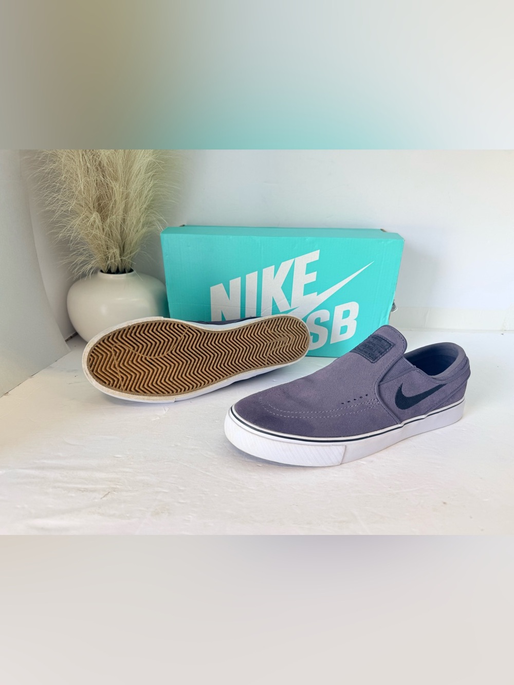 115. Nike Men’s SB  Stephen Janoski SB Slip-On in Purple with Black Swoosh
